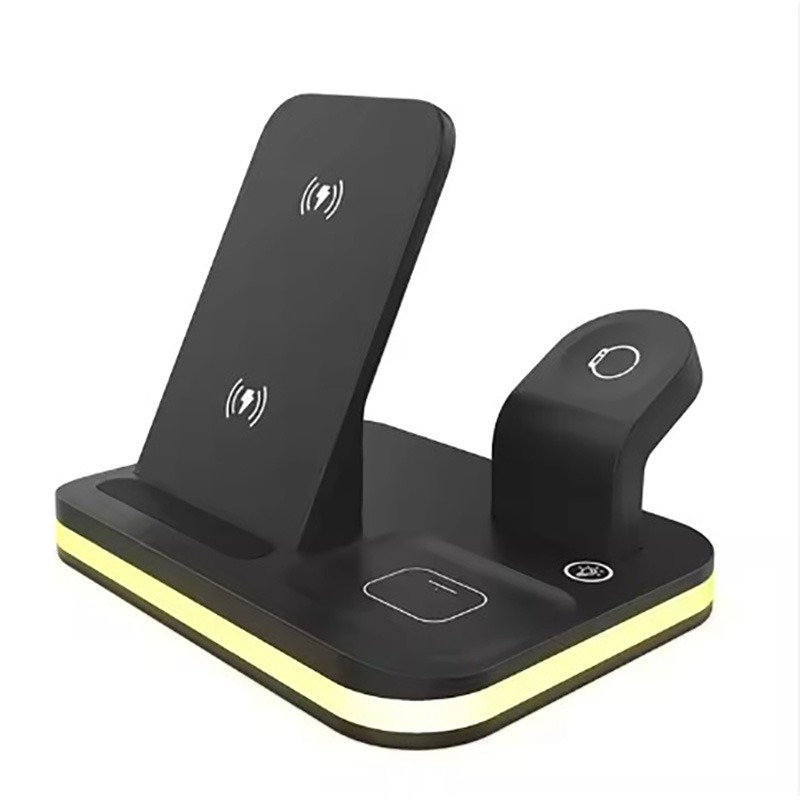 3-in-1 Fast Wireless Charging Station for iPhone 12/13/14 Series, Apple Watch AirPods - 15W Power, Night Stand Mode