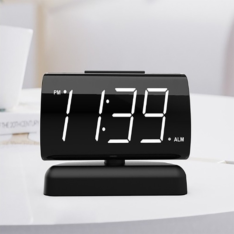 Jombo 1.8-Inch LED Digital Clock with 90° Rotation - Red Display Screen, Adjustable Angle, Modern Desk Alarm Clock