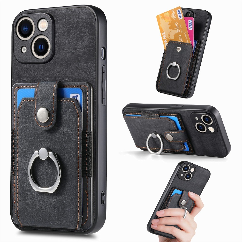 The black mobile phone case with multiple card slots features multiple practical card slot designs. It can not only provide comprehensive protection for mobile phones but also cleverly store various cards
