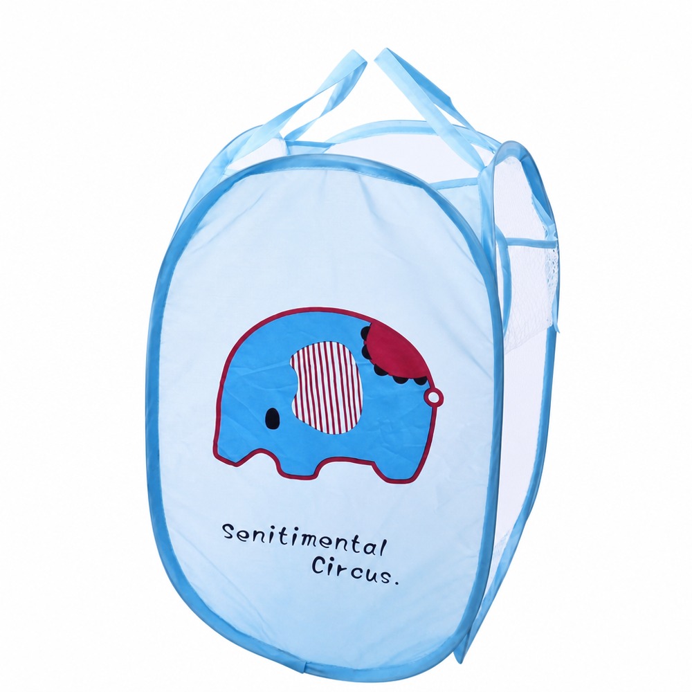 Cartoon Elephant Foldable Laundry Basket, Breathable Mesh, Large Capacity with Carry Handle, Multi-use for Clothes, Toys & Sundries, Must-have for Home & Dorm