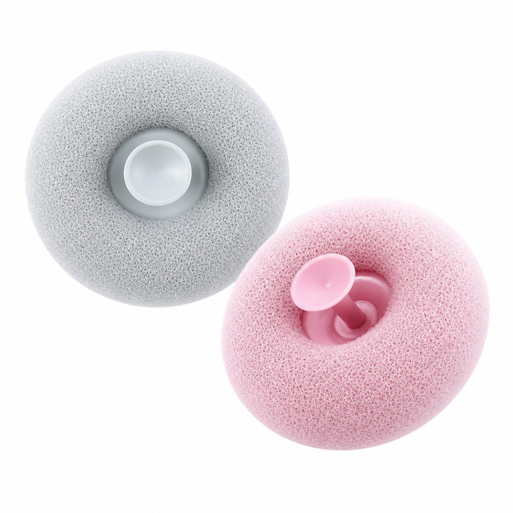 Silicone Bath Sponge with Suction Cup (Random Color), rich lather, soft and skin-friendly, deep cleansing and exfoliating, can be stuck on walls, essential for bathroom bathing.