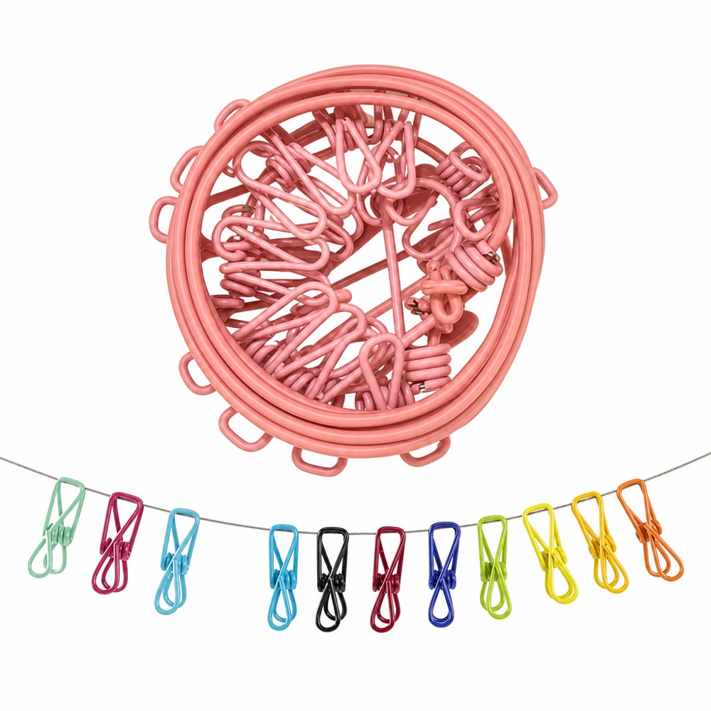 Retractable Multi-function Clothesline with Clips, Windproof & Non-slip Design with Fixed Holes, Essential for Drying Underwear & Socks on Balconies, Indoors, Outdoors & Travel
