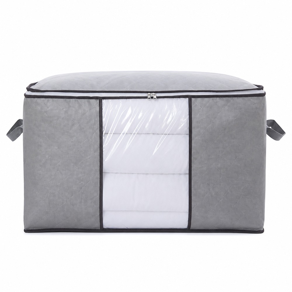 Horizontal Oxford Fabric Quilt Storage Bag, Large Capacity with Clear Window, Moisture & Dust Proof with Handles, Essential for Organizing Seasonal Clothes & Bedding