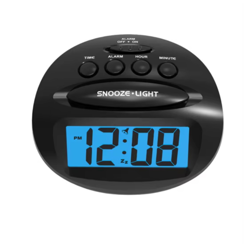 LCD Backlit Alarm Clock with Bedroom Nap Timer - Compact Travel Clock with Battery Operation, Snooze Function & Adjustable Brightness
