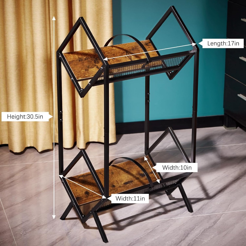 Mid-Century Modern Vinyl Record Stand - 2-Tier Shelf with Splayed Legs ...