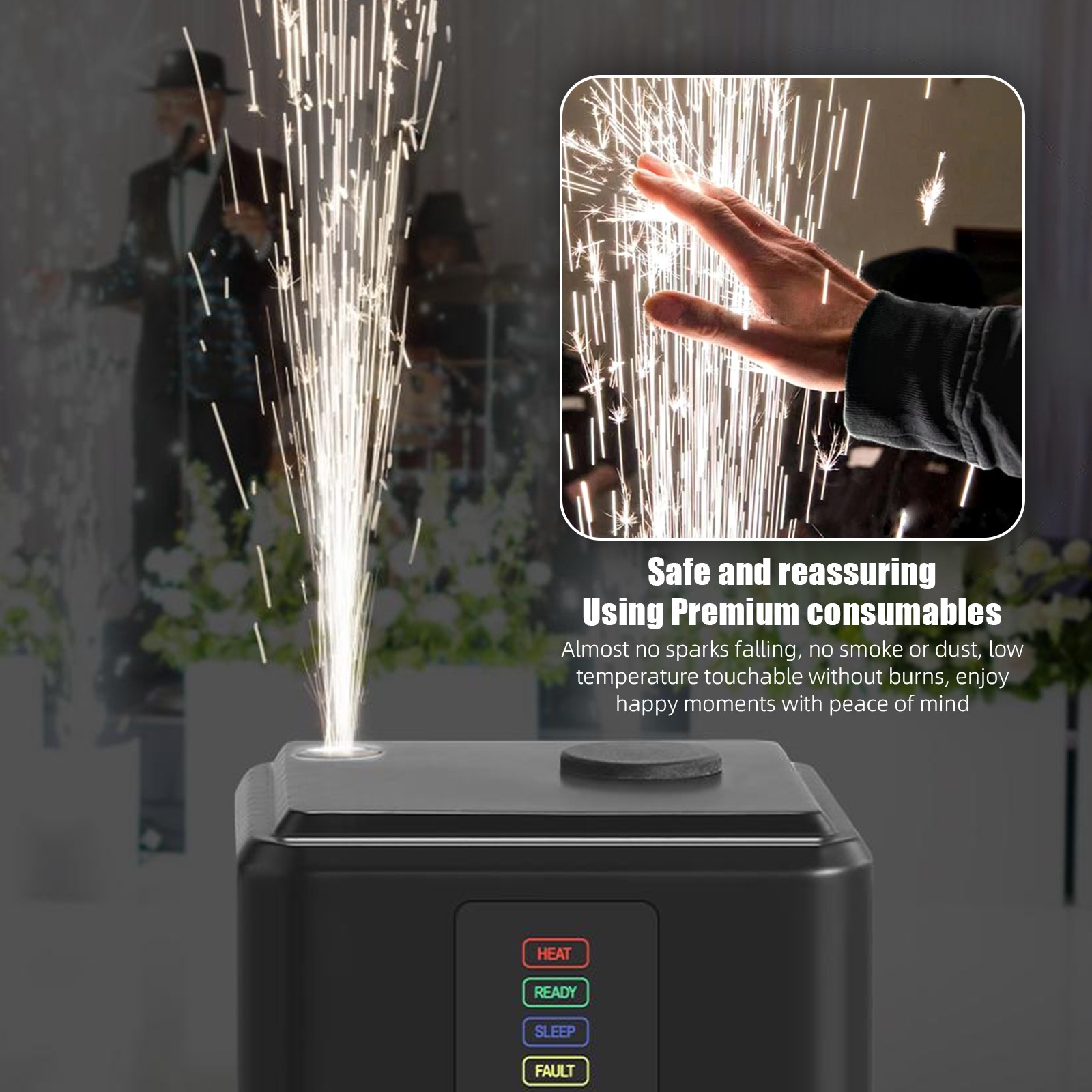 Cold Spark Machine - Wedding Stage Effect Equipment Safe for indoor and outdoor use; requires matching cold spark machine powder.