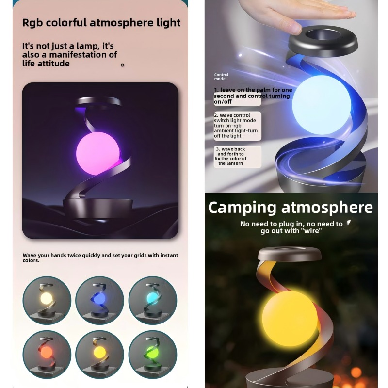 Rotating Levitating Lamp+Glow Renewal+ Home Decor+Festive Parties+Decorative Accessories / Ornaments+Rotatable Desk Lamp+Creative Atmosphere Night Light for Camping