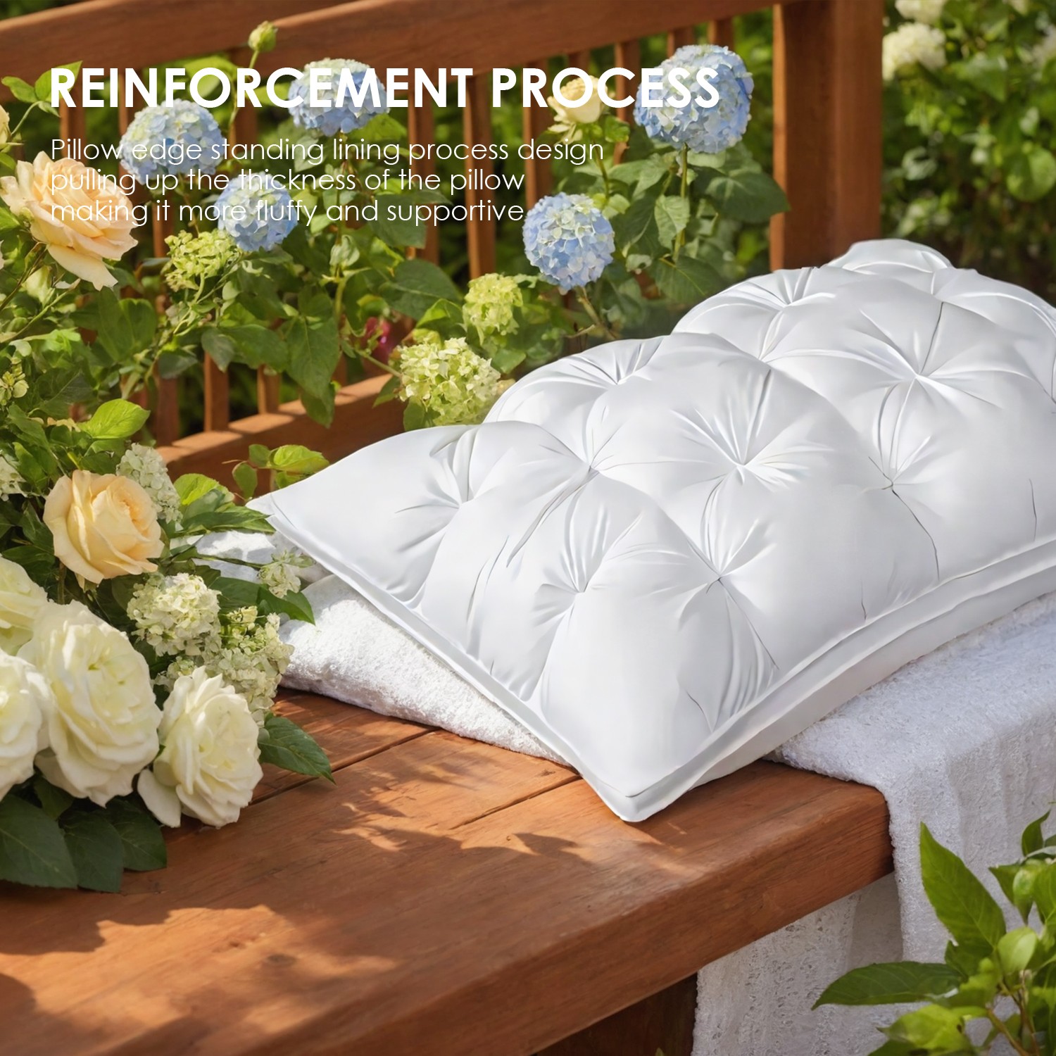 1pcPremium Hotel Collection Flannel Twisted Side Sleeper Pillow Orthopedic Neck Support with 600GSM Brushed Cotton Cover, Hypoallergenic Luxury Bed Pillow (White)