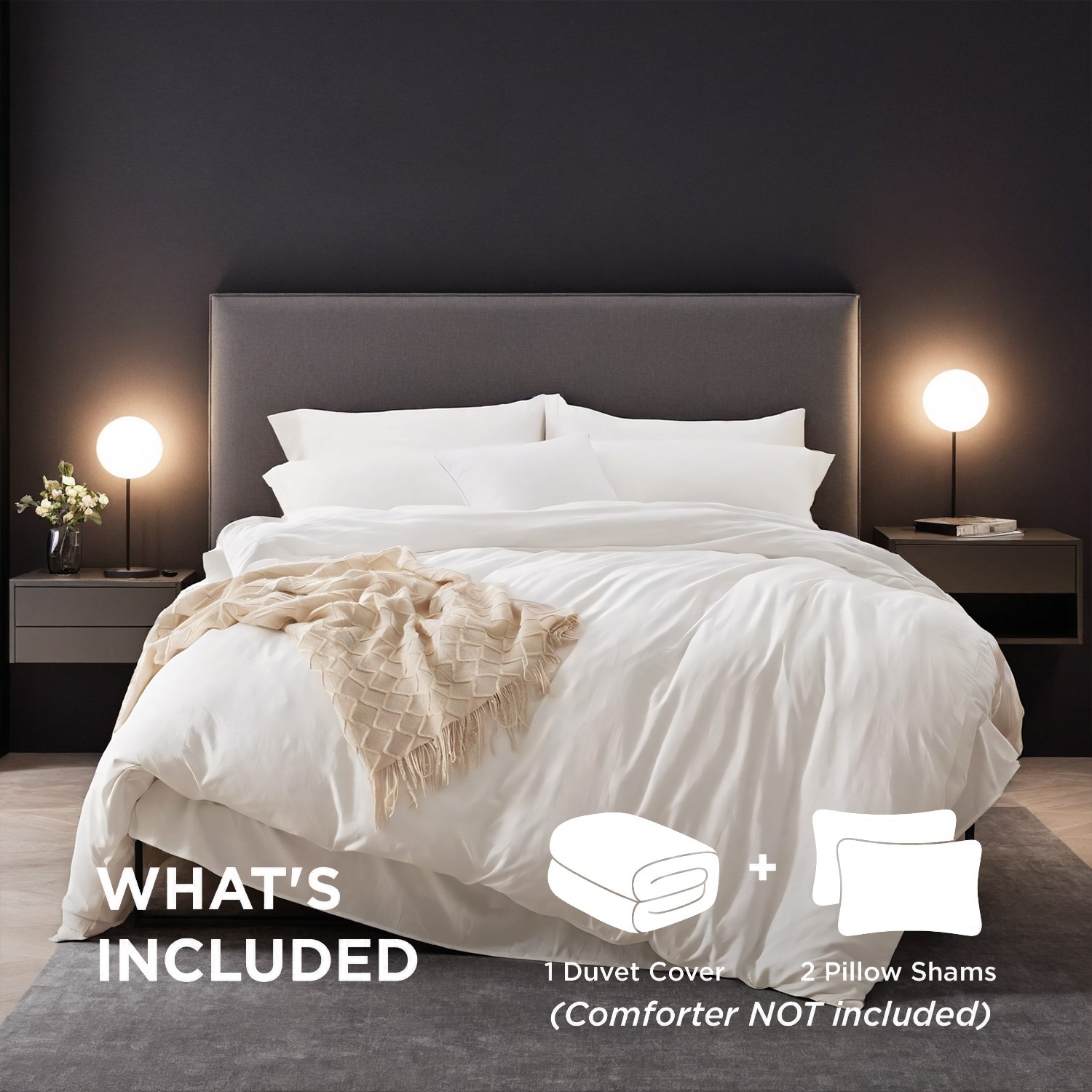 2 Sets of Pure Color Duvet Cover & Pillowcase 3-Piece Sets - Soft & Breathable Cotton | Queen/King Size | Easy Care & Machine Washable