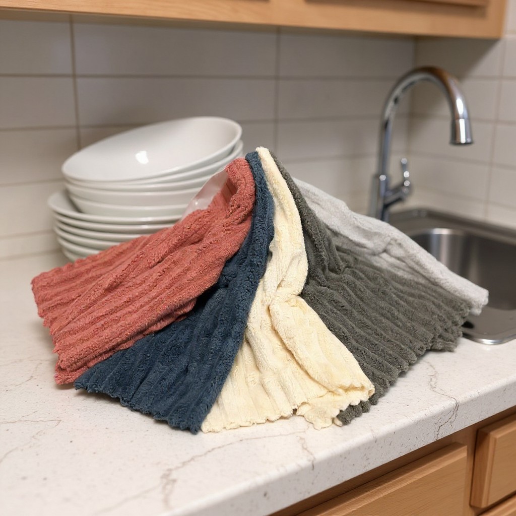 5-Pack Coral Fleece Dish Cloths - Super Absorbent & Reusable Kitchen Towels | Soft & Scratch-Free for Dishes, Glassware & Counter Cleaning