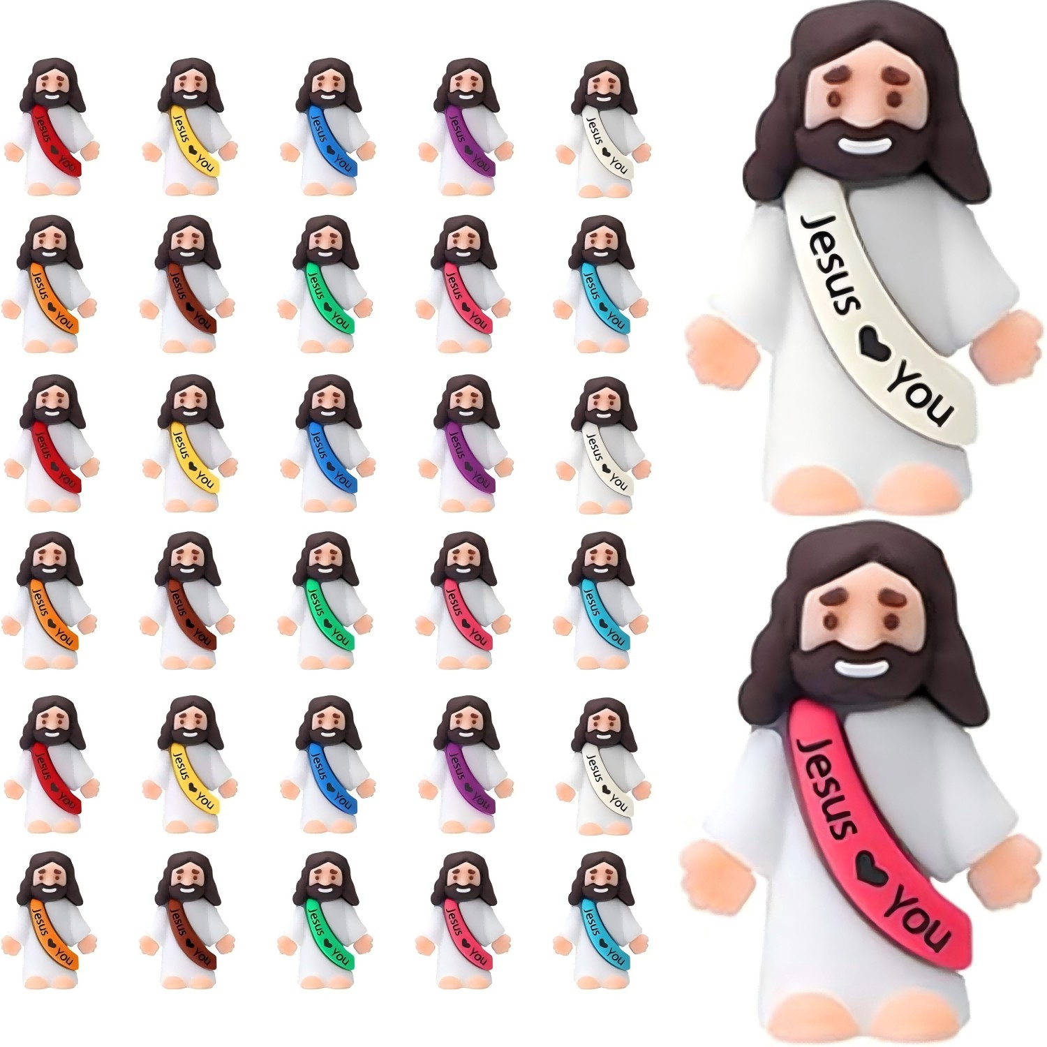 Mini Jesus Statues (Random Colors), small Jesus figurines, Jesus Loves Me tiny religious baby Jesus Christ the Savior figurines, ideal as fillers for Easter egg hunts, for Easter Sunday.
