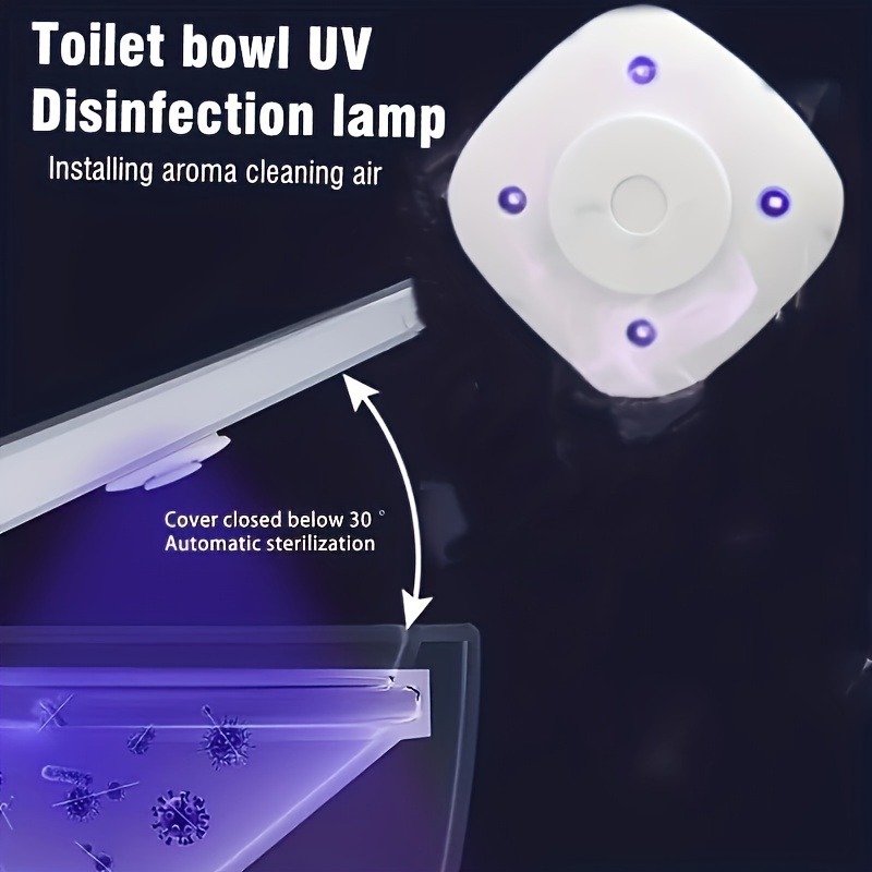 UV Toilet Sanitizer Light - Automatic Bathroom Disinfection Lamp, Kills 99.9% Germs & Bacteria, Easy to Install, Waterproof Design (White)