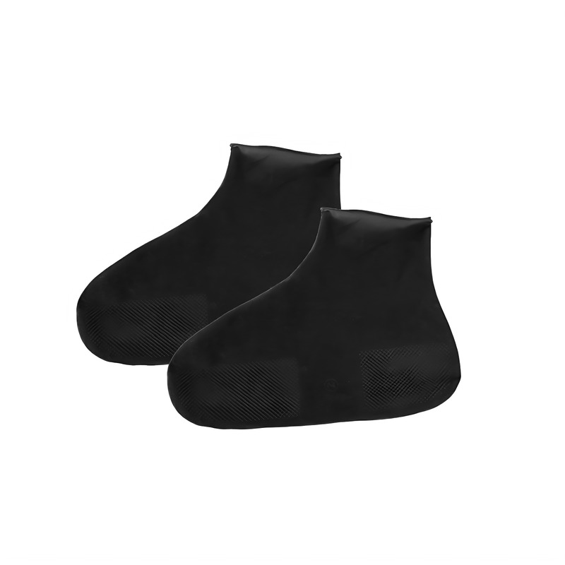 Black Rain Shoe Covers - Waterproof & Slip-Resistant Overshoes for Men/Women, Durable Rubber Material with Anti-Skid Sole (Classic Design, Pack of 2 Pairs)