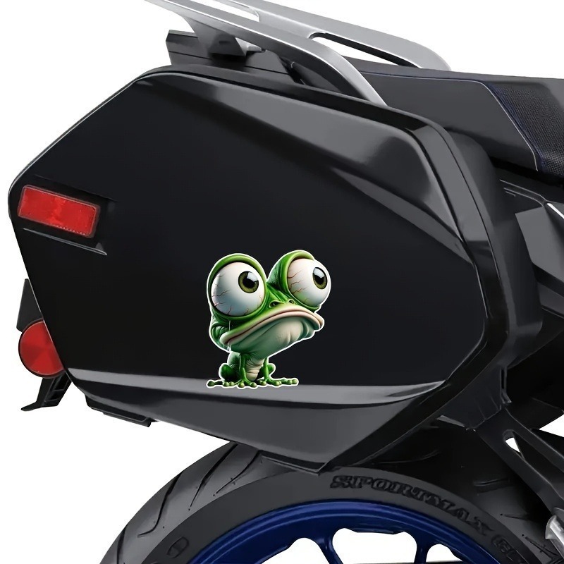 2pcs 3D cartoon frog stickers - vinyl stickers, suitable for car stickers, motorcycle stickers, laptop stickers, skateboard stickers, wall stickers and water bottle stickers, - durable car vinyl stickers, big eyes design