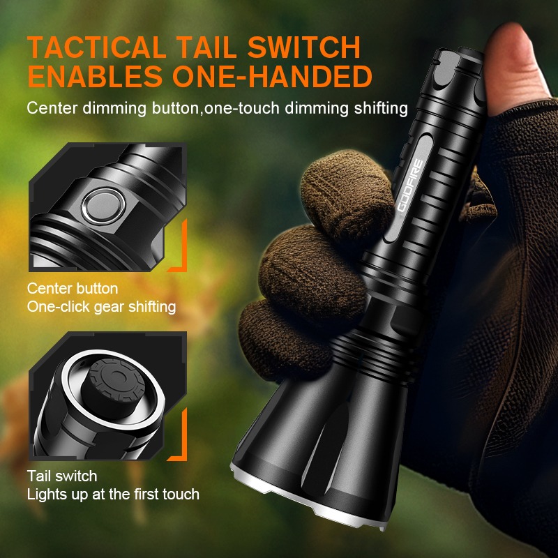 High Premium LED Flashlight 1km IP55 Waterproof Powerful Flashlight TF01 Long Beam Distance Long Range Flashlight