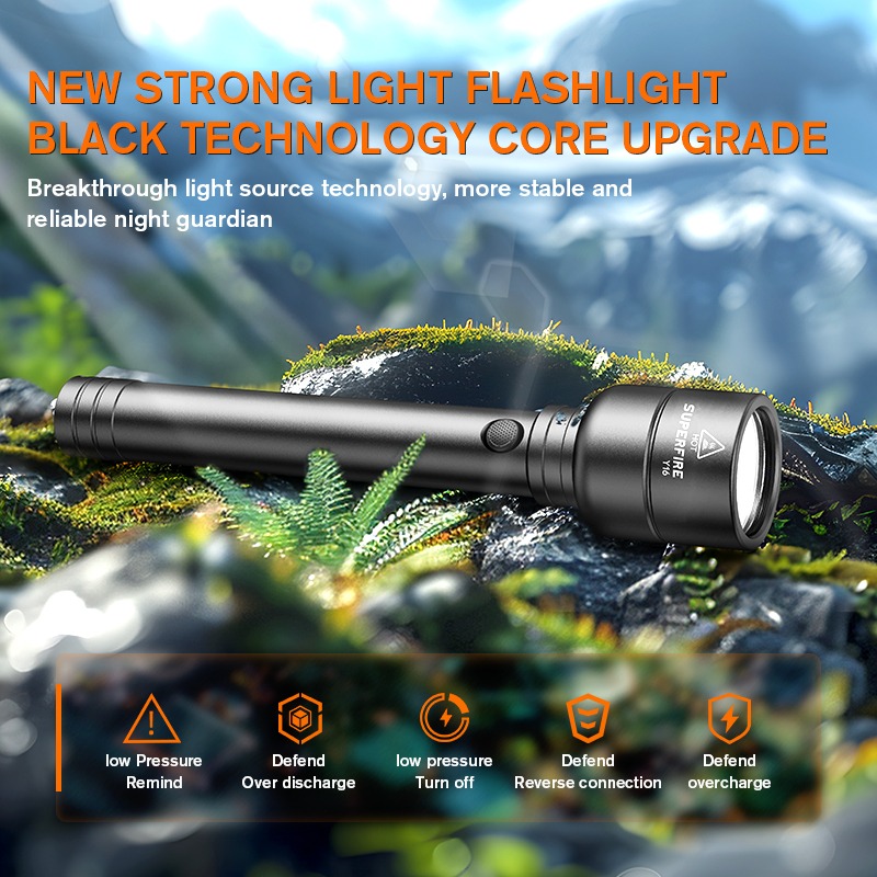 SuperFire Flashlights High Lumens Rechargeable, 2000 Lumens Super Bright LED Emergency Flashlight,5 Light Modes LED Camping Flashlights for Home, Mechanic, Hiking