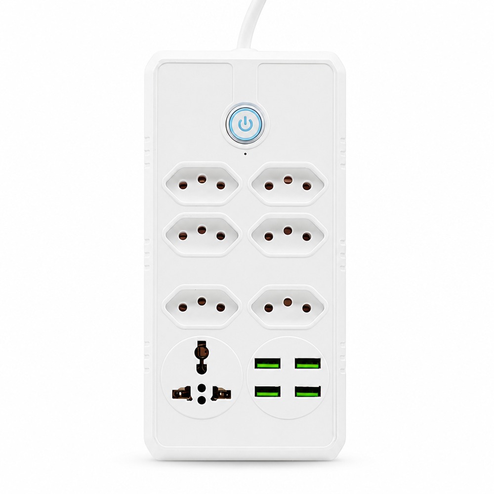BX2204 Brazilian-standard power strip with USB-C ports, overload protection and multi-sockets for simultaneous power supply.