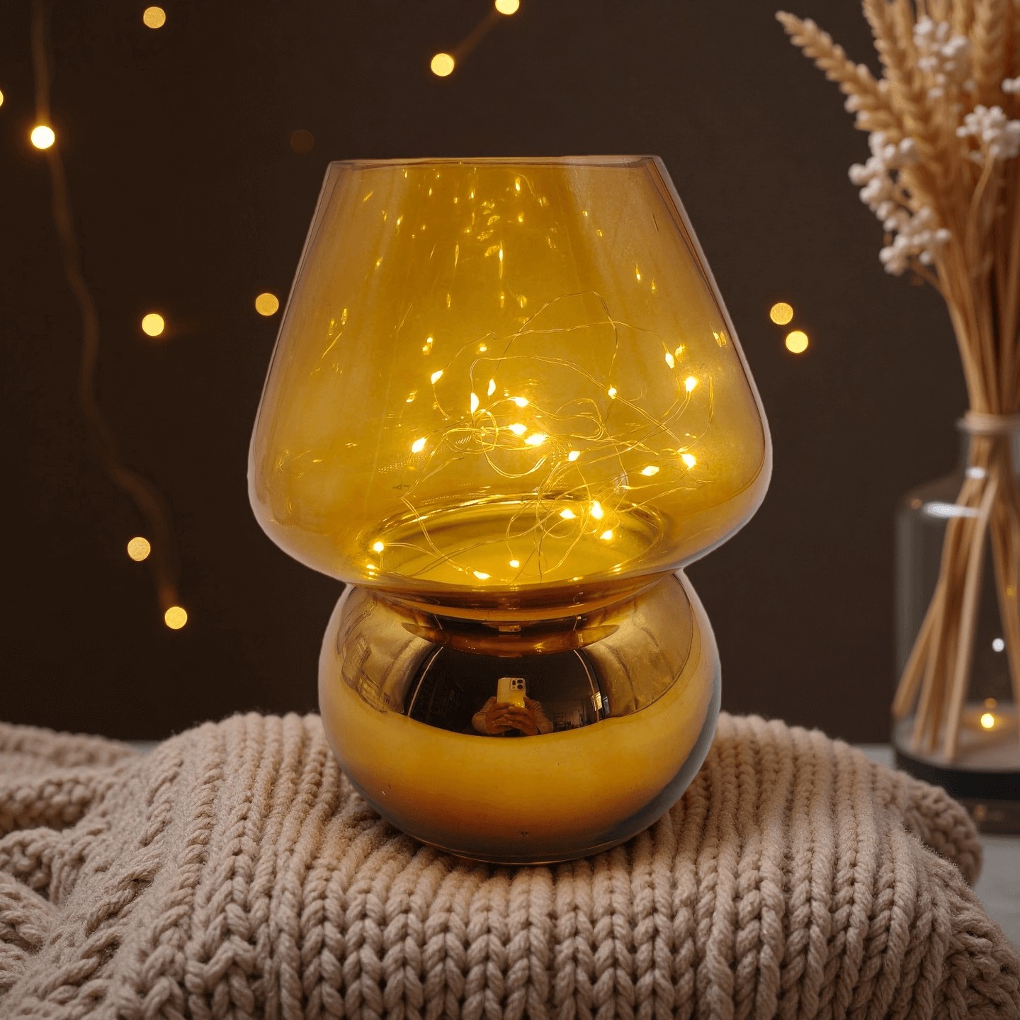 Glass Mushroom Battery-Powered Lamp -Cute Mushroom Shape, Compact Portable Without Restraints, Adding Warmth to Any Corner(Battery Not Included)