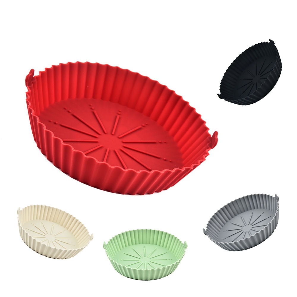 Silicone Baking Pans for Air Fryer (Black + Red + Beige): Heat-Resistant, Non-Stick & Easy to Clean, Fits Most Models, Practical & Convenient for Baking & Grilling