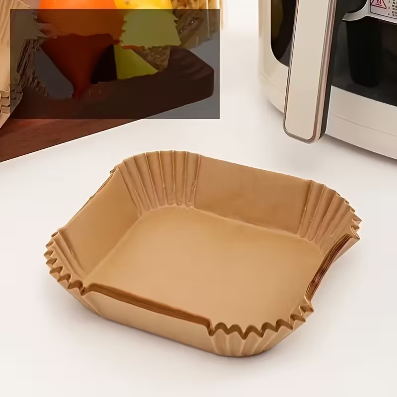 100-Piece Square Parchment Liners for Air Fryer: Non-Stick, Oil-Proof & Heat-Resistant, Fits Most Models, Hassle-Free for Frying, Baking & Microwaving