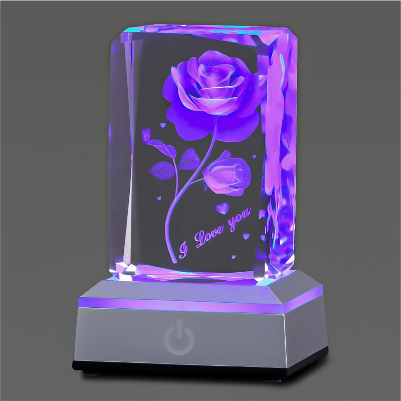 3D Crystal LED Night Light - USB-Powered Home Decor Gift for Birthdays/Weddings