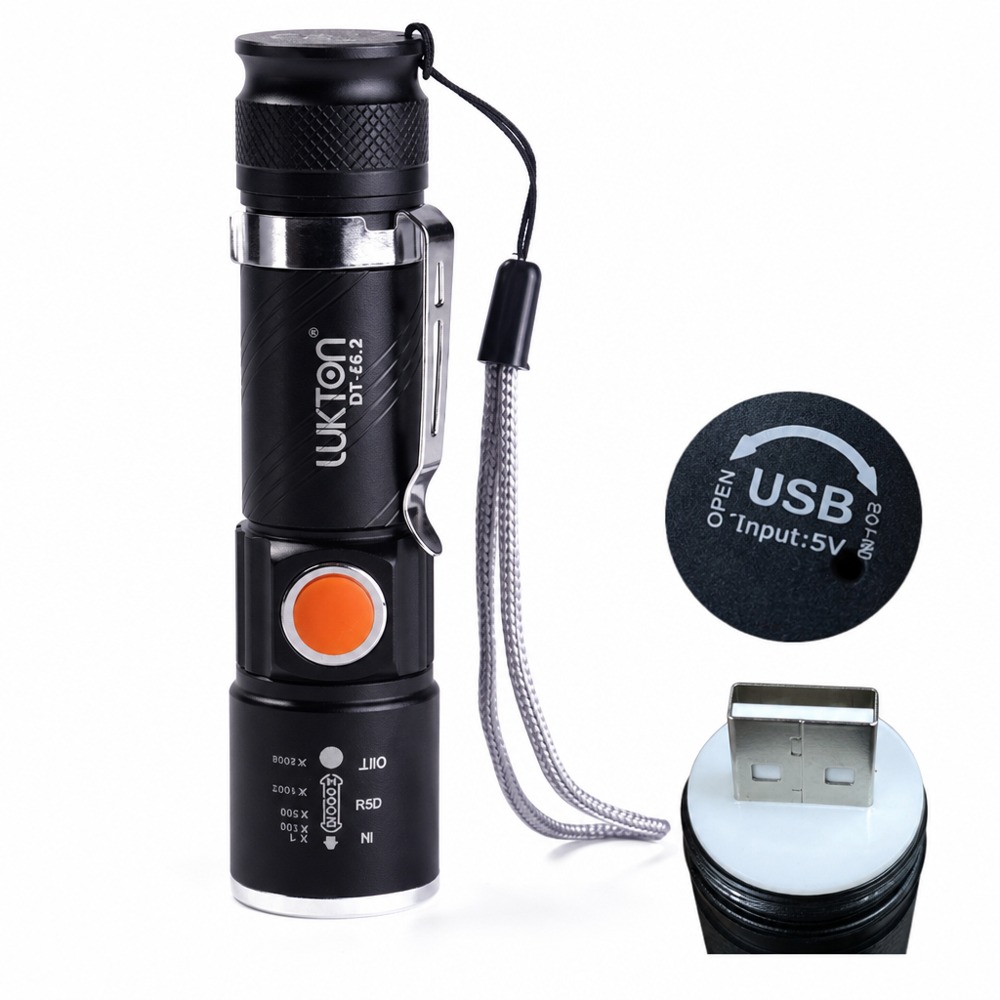伸缩变焦 USB 直充迷你强光手电