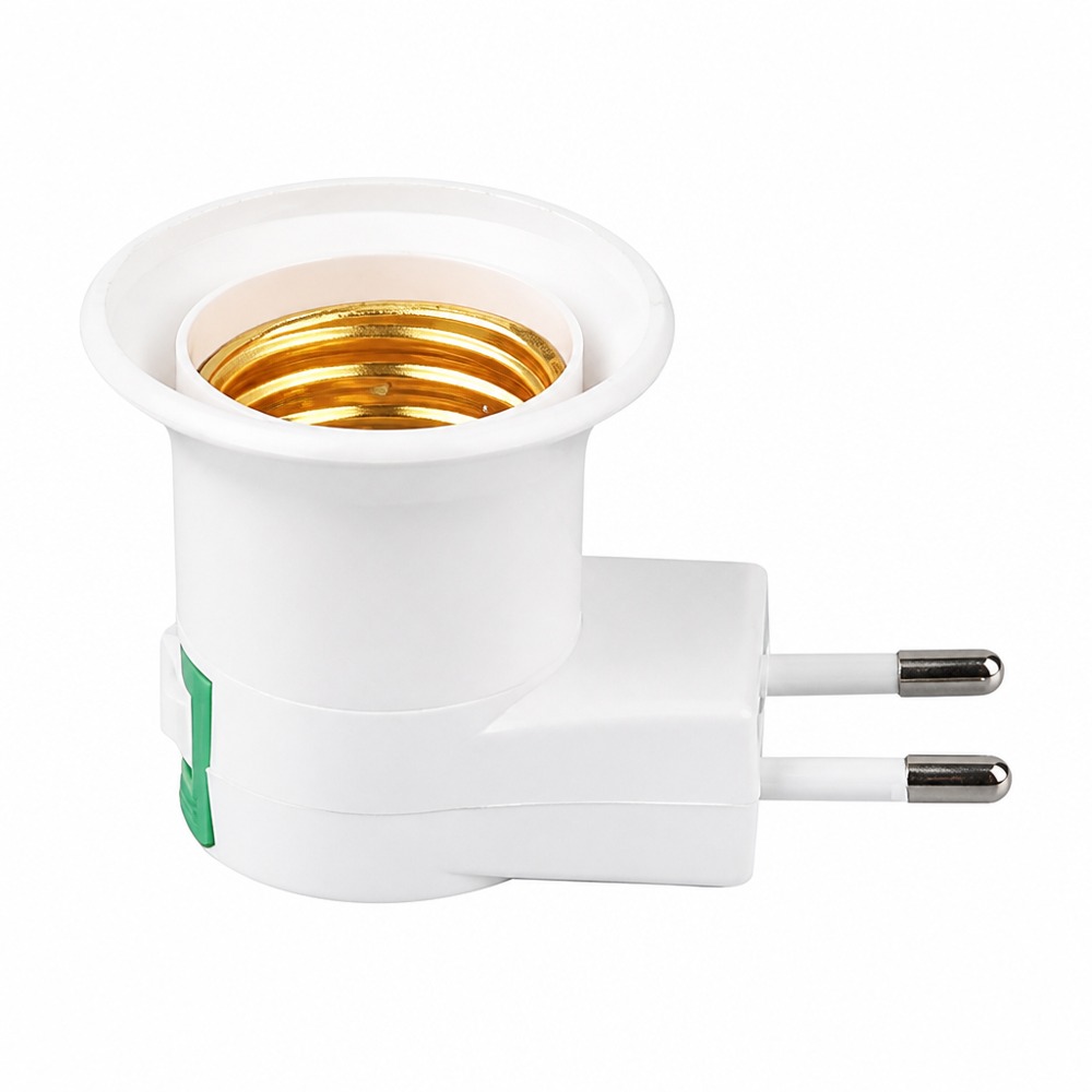 EU 2-pin plug rotatable E27 screw lamp holder with on/off switch, convenient household bulb socket adapter