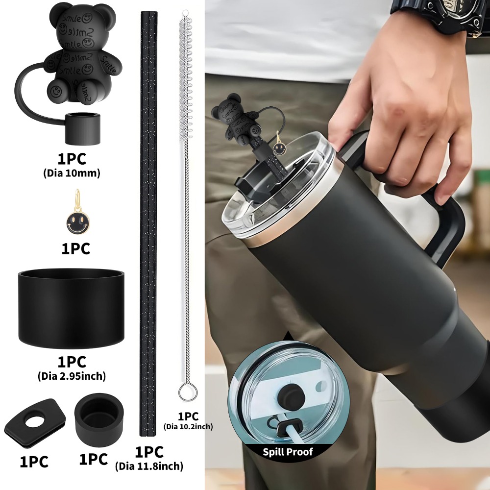 Special 7-Pack! Cute Bear Silicone Straw Lids | Leak-Proof & Portable | Hypoallergenic Travel Essentials-Outdoor | Home