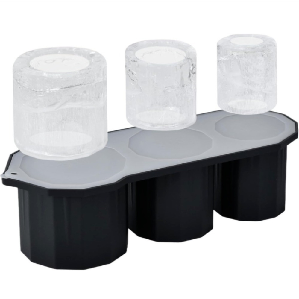 Silicone Ice Cube Tray - 3-Cavity Hollow Cylinder Mold for Cocktails, Whiskey, Coffee & Beverages, Food-Grade & Reusable