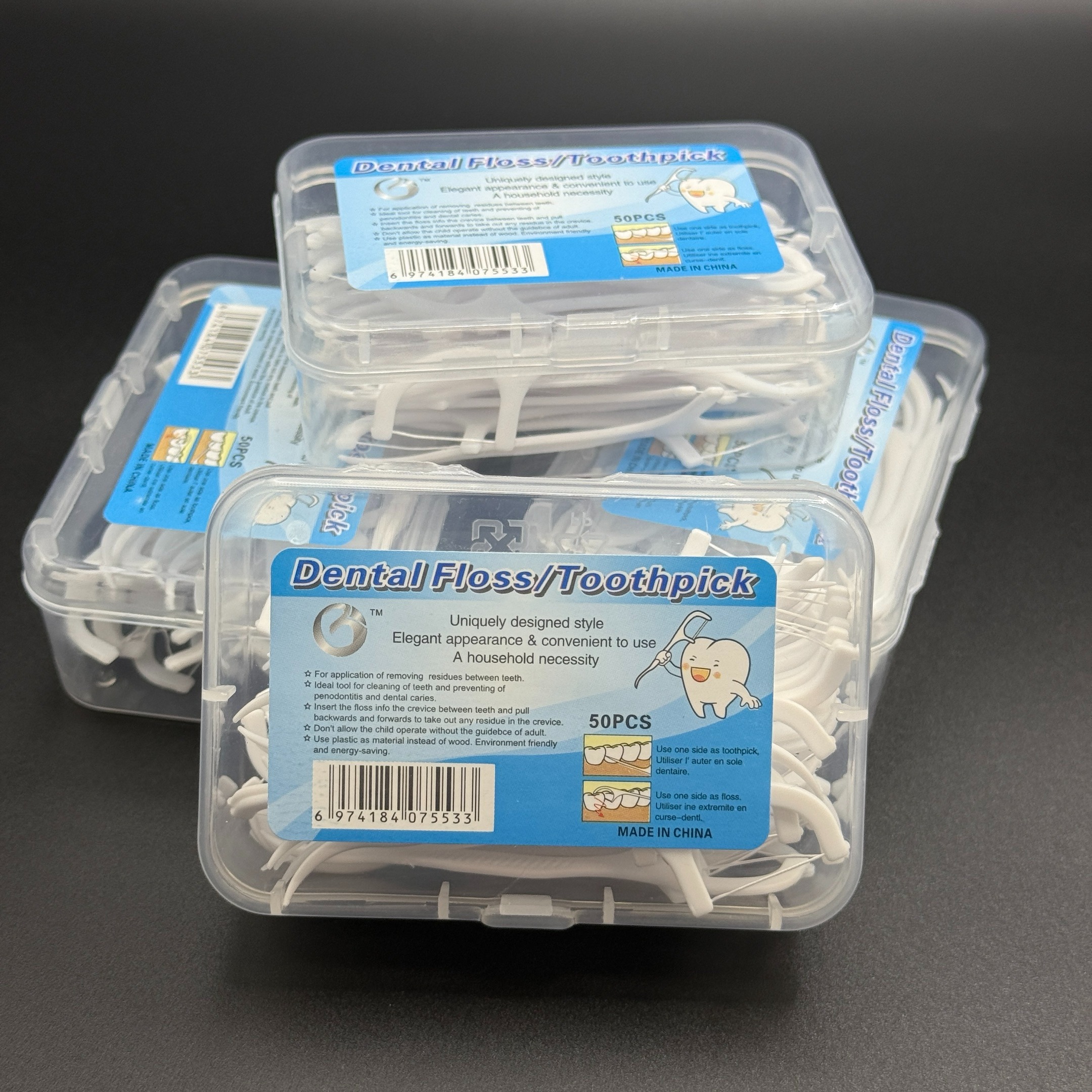 50-count Floss Sticks with Sealed Storage Box. Ultra-slim And Smooth, with Advanced Cleaning Technology, The Floss Stick Is Suitable for Oral Care, And The Floss Does Not Break Or Wear. Portable Disposable Floss Stick, A Must-have for Daily Travel