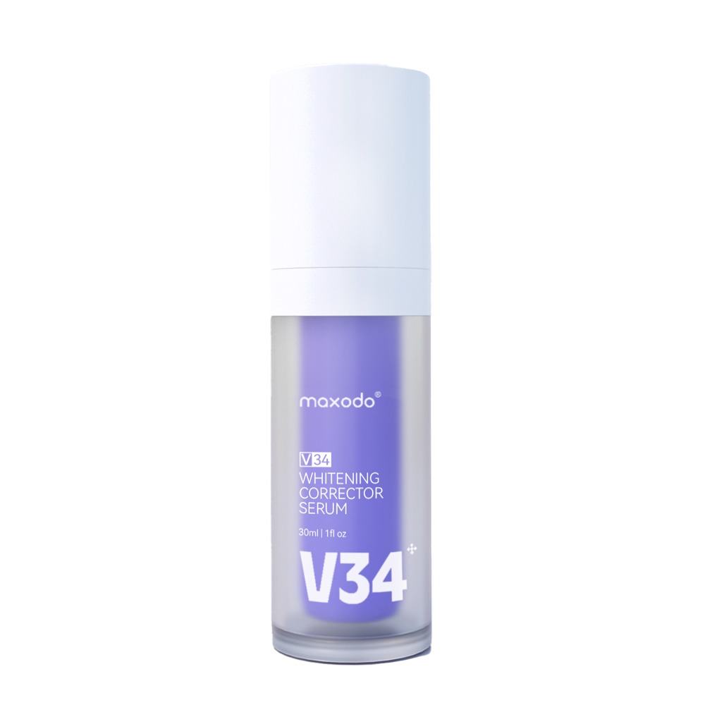 maxodo V34 Teeth Whitening Corrector Serum (30ml), purple tone-correcting serum neutralizes yellow stains to brighten tooth shade gently.