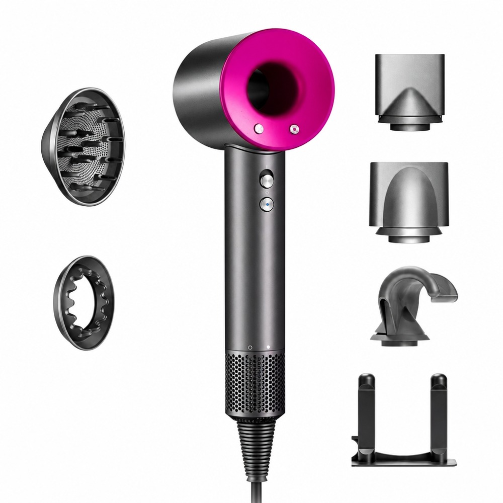 220V high-speed negative ion hair dryer with 5 styling nozzles, constant temperature fast drying hair care blow dryer set