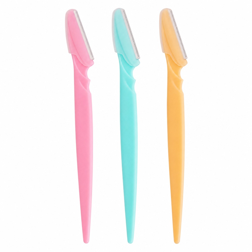 3-pack eyebrow razors with protective cover, safe micro blade eyebrow trimmer for beginners