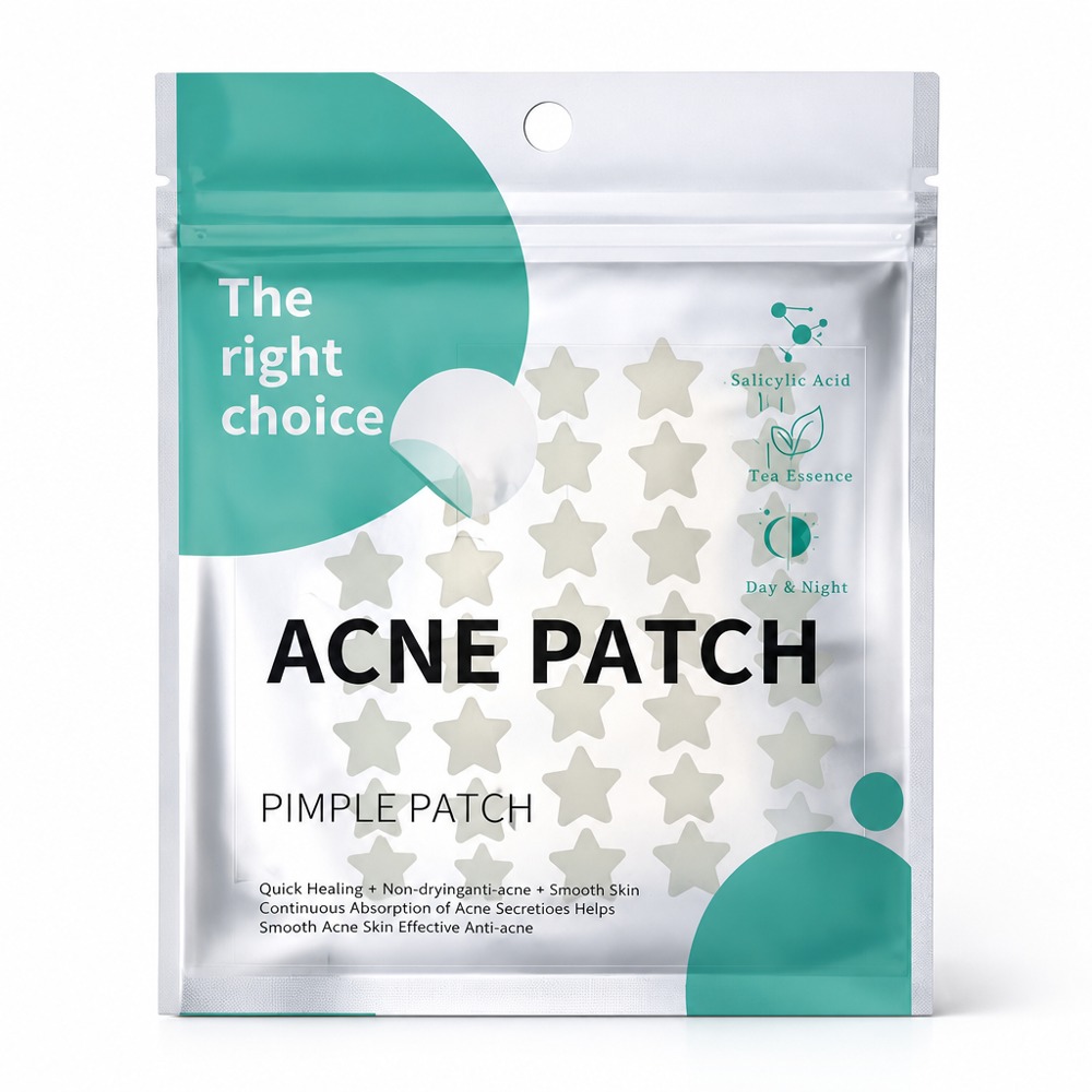 Star-shaped salicylic acid tea tree acne patches, day & night use invisible pimple cover to absorb pus and repair skin