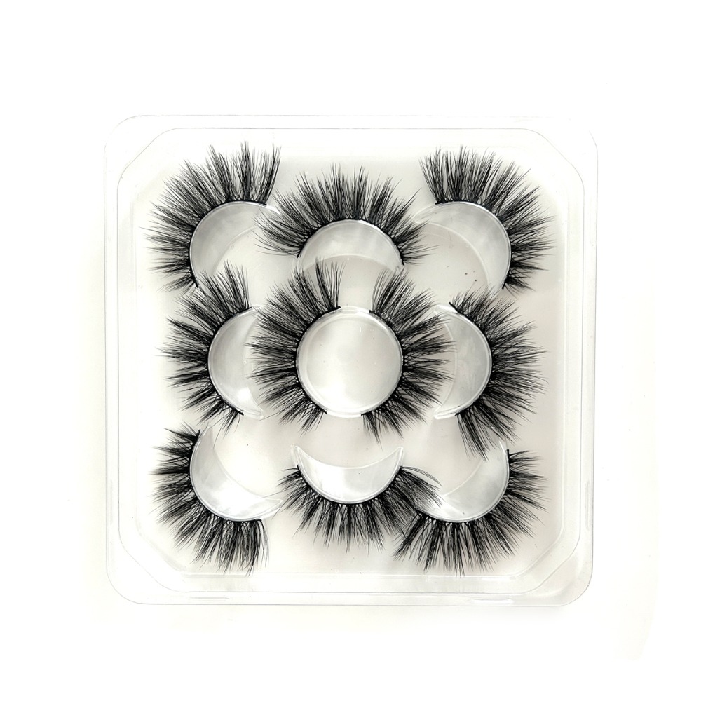 3D Voluminous False Eyelashes 5-Pair Set - Feather-Light & Realistic for Dramatic Eye Enlargement, Thick Curl with All-Day Hold