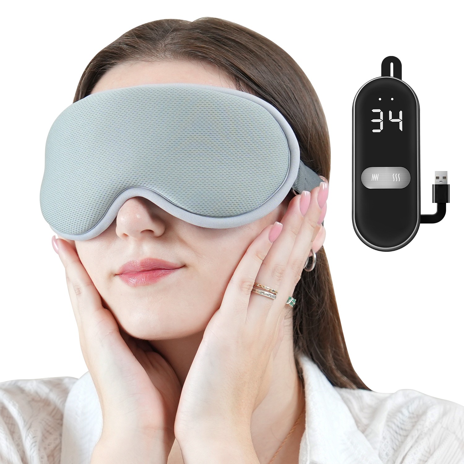 Eye Mask Massager - Rechargeable Heated Electric Portable Adjustable for Relaxation and Comfort Heating Pad Gift