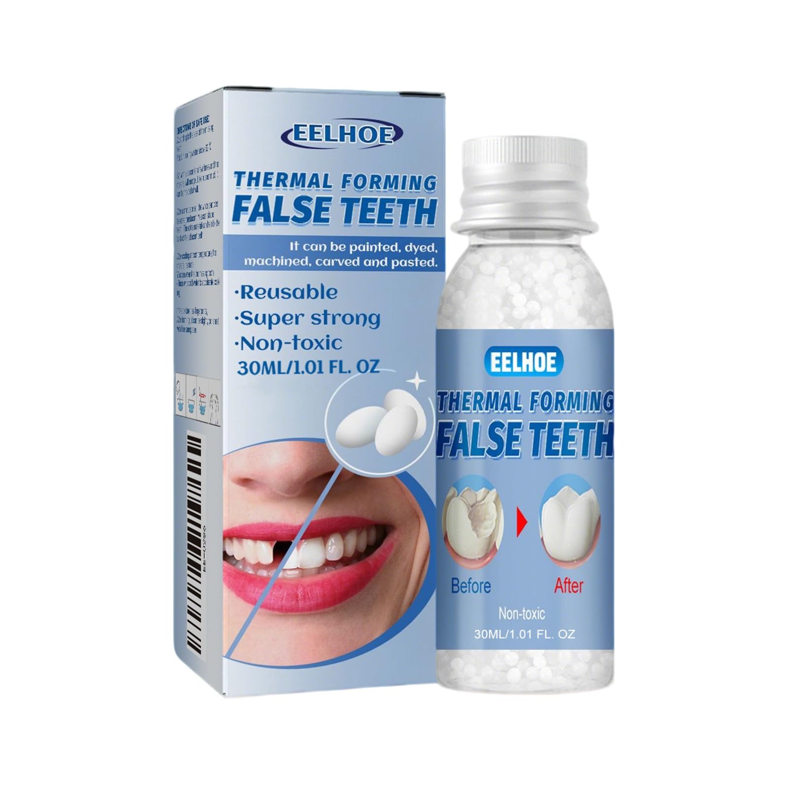 Temporary Denture Filler: Quickly Fills Defects & Stabilizes Dentures, Safe & Non-Irritating, Easy to Use, Super Practical for Emergency Denture Repair