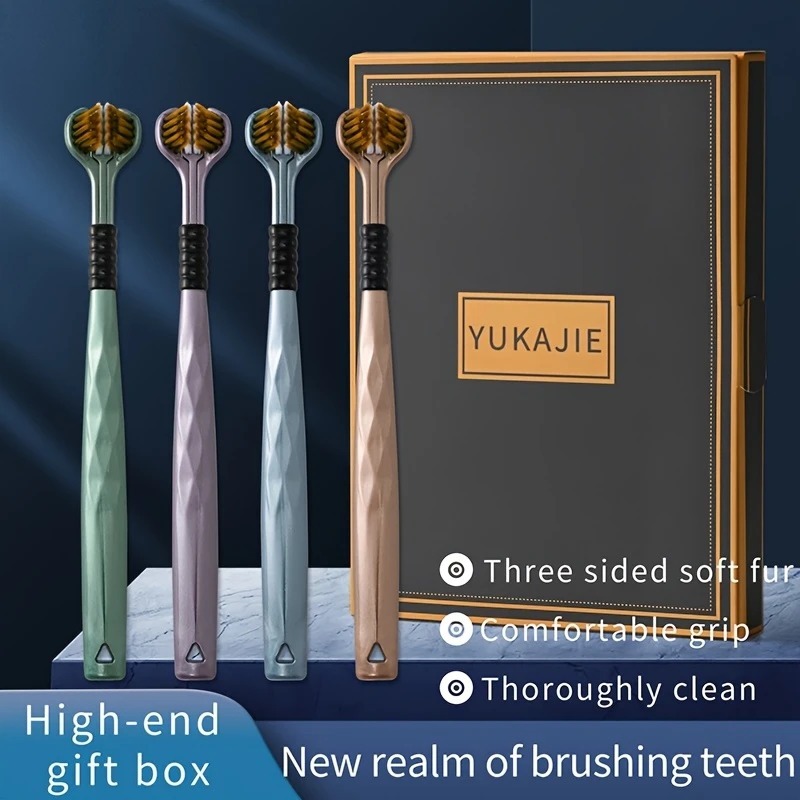 4PCS Advanced Three Sided Toothbrush Soft Bristles Unique Brushing Experience Elegant Comfort Gift Suitable