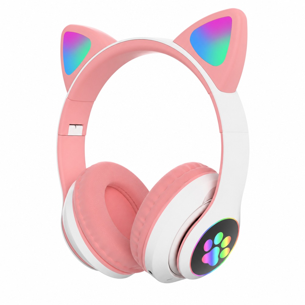 D28 猫耳头戴蓝牙耳机搭载炫彩 RGB 灯光