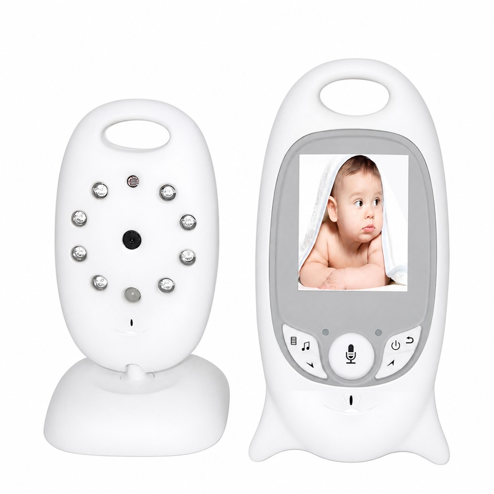 VB601 White Baby Monitor with HD Display & Infrared Night Vision, Supporting Two-Way Audio Intercom and Lullaby Function, Easily Guard Your Baby's Sleep.