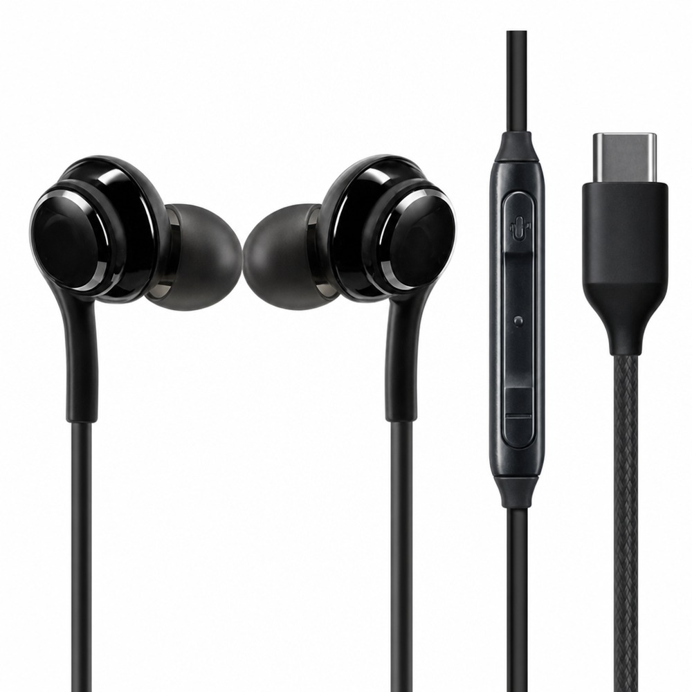 Type-C wired in-ear earphones with inline mic, clear sound, support music and call for Type-C devices