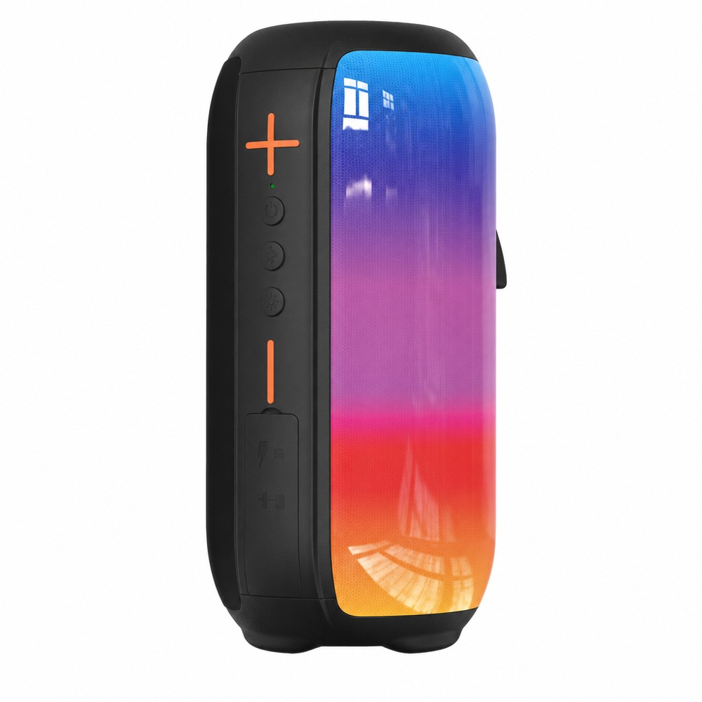 HY116 portable Bluetooth speaker with gradient mirror panel, loud stereo sound, side control buttons for indoor & outdoor use