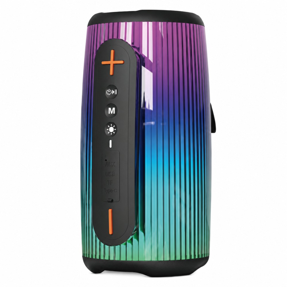 W45 gradient vertical stripe RGB light Bluetooth speaker, multi-function buttons, portable stereo wireless speaker for outdoor