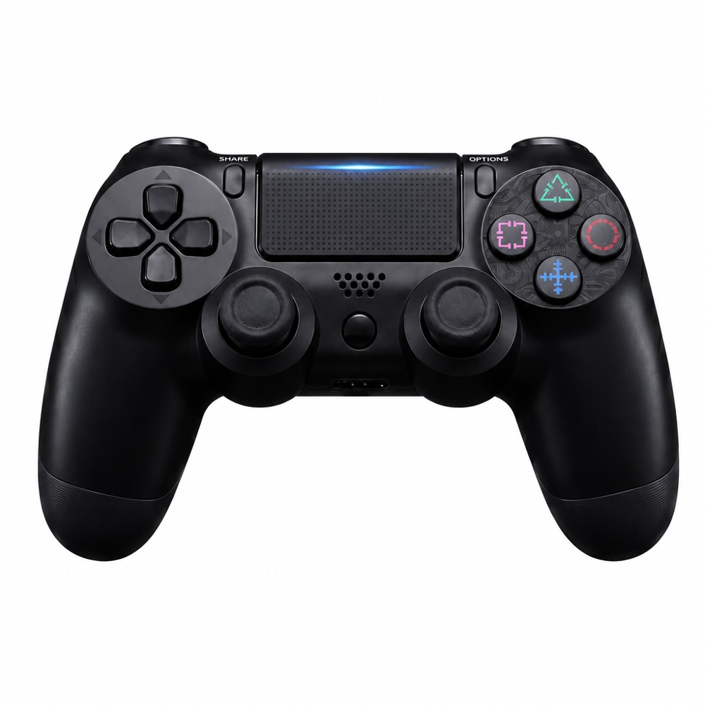 PS4 Controller (DualShock 4): ergonomic wireless design with clickable touchpad, LED light bar, Share button, dual vibration, 6-axis motion, 3.5mm jack, built-in speaker, rechargeable battery-original controller for PS4.