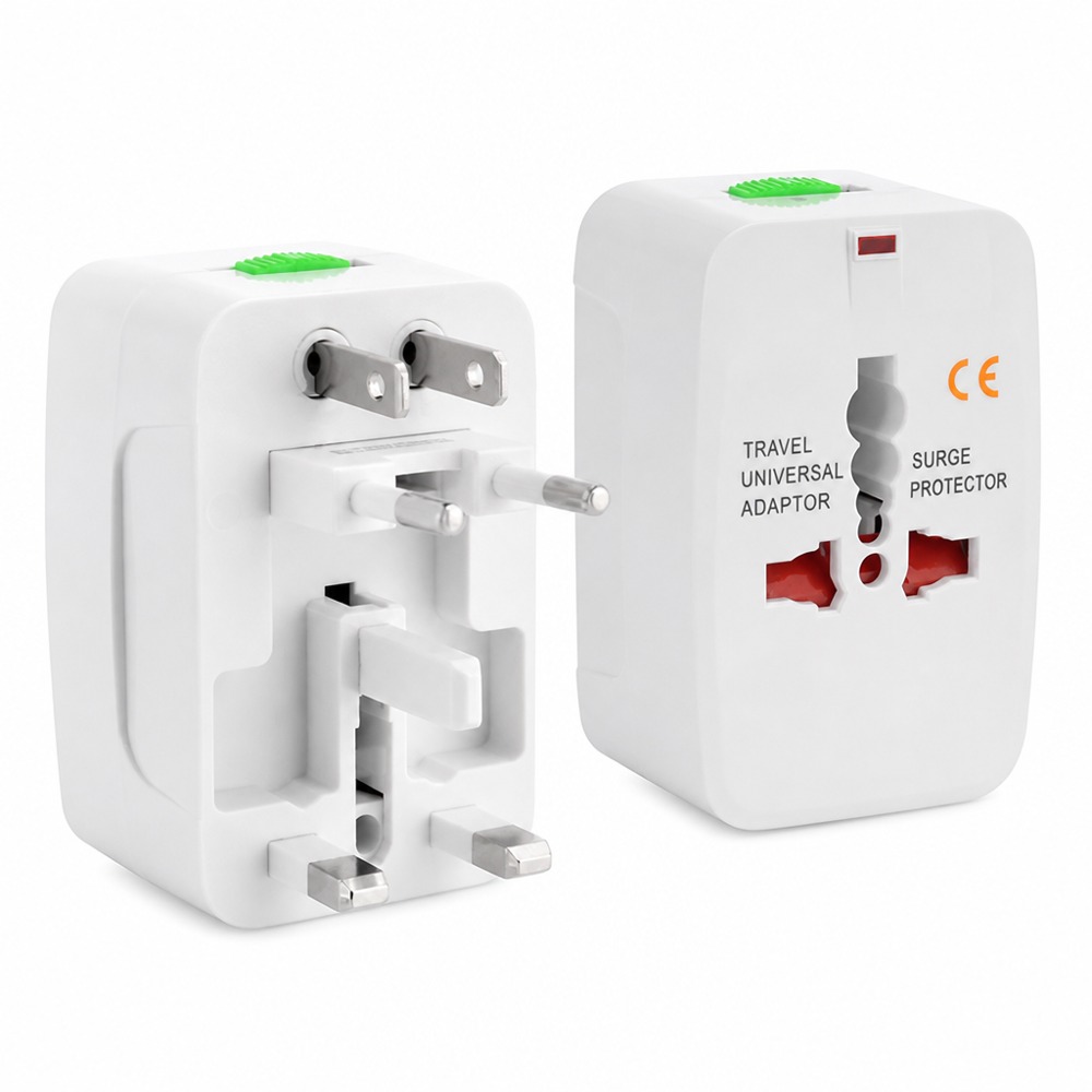 All-in-one international travel adapter, multi-functional power conversion for overseas trips.