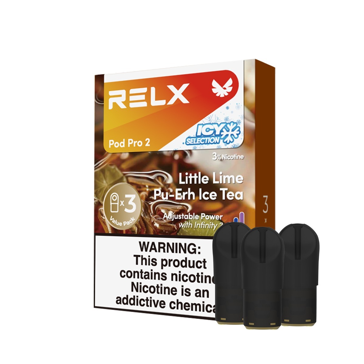 RELX Pod Pro 2 American Version (3-Pack), containing 3% nicotine, is compatible with multiple generations of devices. It features three-mode adjustment to meet different vaping needs and is suitable for adult e-cigarette enthusiasts.