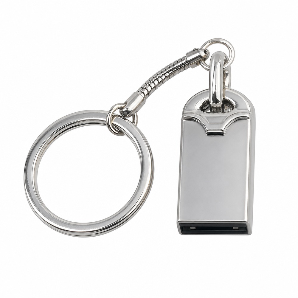 8GB mini metal keychain USB flash drive, portable storage with lanyard, retail blister package.