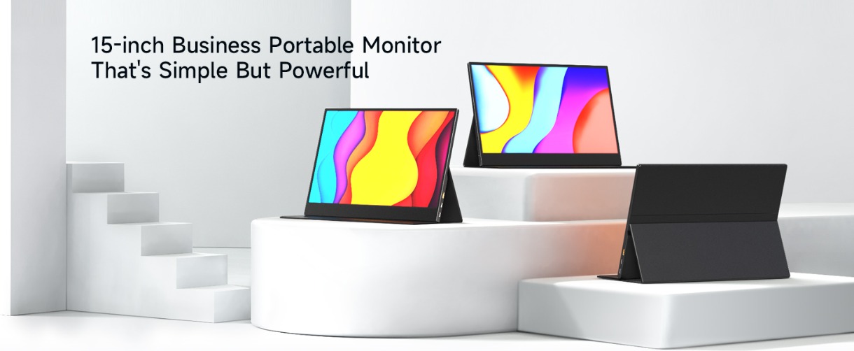 The portable monitor features a slim and lightweight body for easy ...