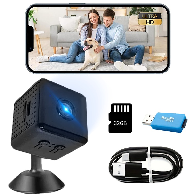 Rechargeable HD Low-Power Smart Surveillance Recorder WiFi Camera Wireless Monitoring Camera with 32GB Memory Card and Card Reader