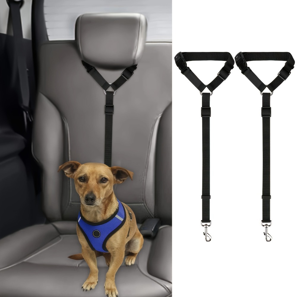 2-Pack Multi-functional Pet Car Safety Devices - Car Seat Belts for Dogs and Cats, featuring innovative loop tension design and convenient pillow connecting ropes for pulling.